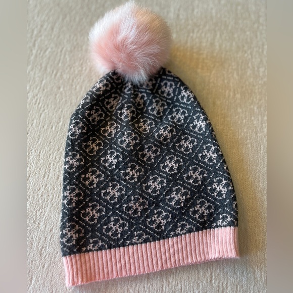 Brand New! GUESS | Pink& Grey Knitted Beanie - Picture 1 of 4